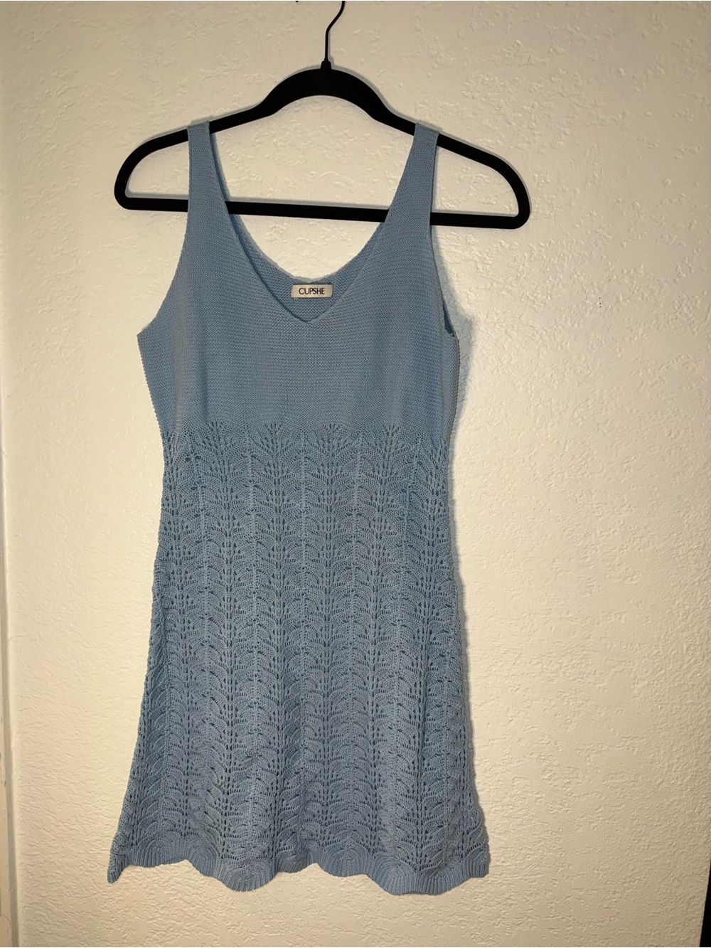 Cupshe Powder Blue Knit Sleeveless Mini Dress